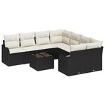 vidaXL Ensemble de canapé de jardin 9 Pièces Noir  Crème 55 x 55 x 37 cm