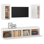 vidaXL Meubles TV 4 Pièces Blanc Bois massif de pin