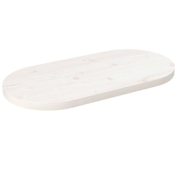 vidaXL Dessus de table blanc 80x40x2 5 cm bois de pin massif ovale