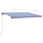 vidaXL Auvent manuel rétractable sur pied 450x300 cm Bleu et blanc