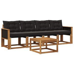 vidaXL Ensemble de canapés d'extérieur 5 pc Naturel et noir