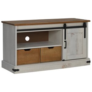 vidaXL Meuble TV HALDEN avec porte coulissante blanc 110x40x60 cm
