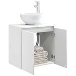 vidaXL Vanité de lavabo mural Blanc brillant 49 5 x 35 x 63 cm