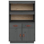 vidaXL Buffet haut Gris 67x40x108 5 cm Bois massif de pin