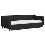 vidaXL Lit de jour avec gigogne et tiroirs noir 80x200 cm tissu