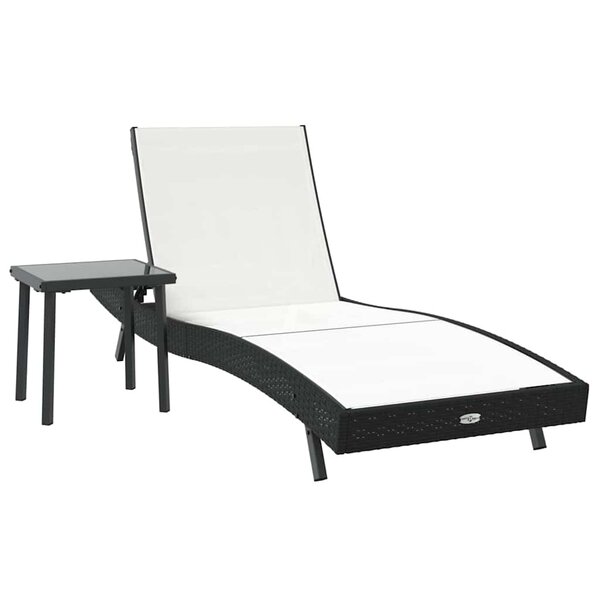vidaXL Transat avec Table 2 Pièces Noir 40 x 40 x 40.5 cm polyrotin