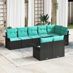 vidaXL Ensemble de canapé de jardin avec stockage 8 Pièces Noir polyrotin