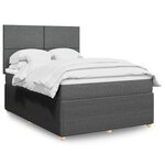 vidaXL Sommier à lattes de lit avec matelas Gris foncé 140x190cm Tissu