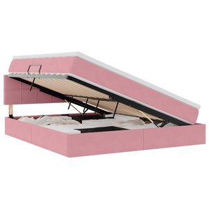 vidaXL Lit de rangement LED avec matelas Rose 180 x 200 cm Velours