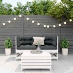 vidaXL Salon de jardin 3 Pièces avec coussins blanc bois de pin massif