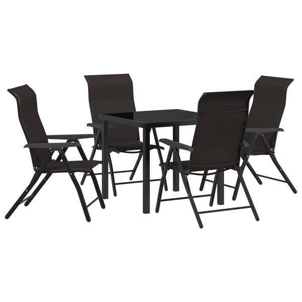 vidaXL Ensemble de salle à manger de jardin 5 pièces Noir Poly Rattan