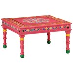 vidaXL Table basse rose bois de manguier massif peint à la main
