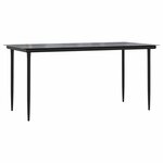 vidaXL Ensemble à manger de jardin coussins 7Pièces noir poly rotin verre