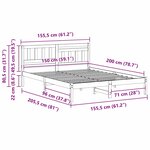 vidaXL Cadre de lit Marron 150 x 200 cm Bois massif en pin