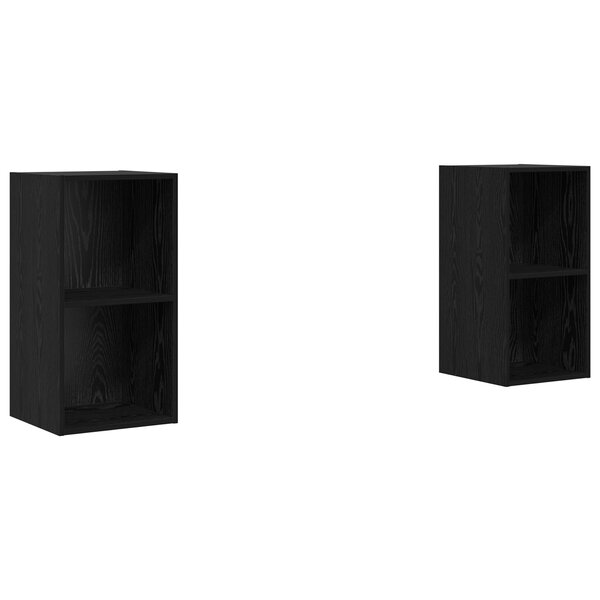 vidaXL Meuble TV mural 2 Pièces Chêne Noir 37 x 37 x 72 cm