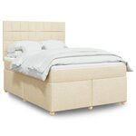 vidaXL Sommier à lattes de lit avec matelas Crème 160x200 cm Tissu