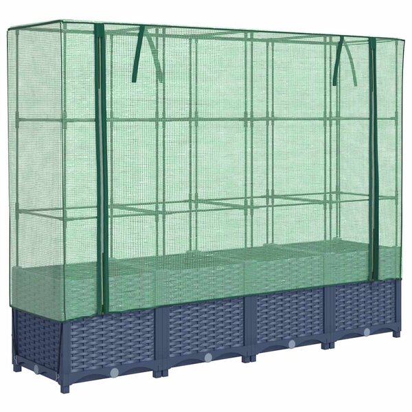 vidaXL Jardinière surélevée avec housse aspect rotin 160x40x138 cm