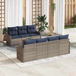 vidaXL Ensemble de canapé de jardin avec coussin 8 Pièces Gris polyrotin