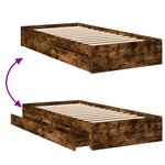 vidaXL Cadre de lit avec tiroirs sans matelas chêne fumé 100x200 cm