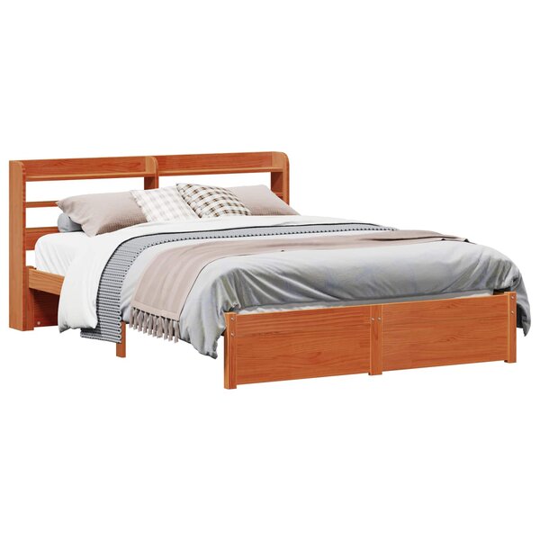 vidaXL Cadre de lit avec stockage 2 Pièces Cire marron Bois de Pin Massif