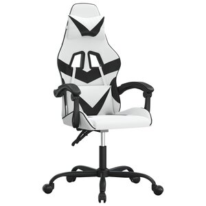 vidaXL Chaise de jeu pivotante Blanc et noir Similicuir