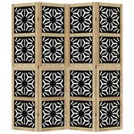 vidaXL Cloison de séparation 4 panneaux marron noir paulownia massif