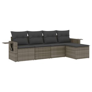 vidaXL Salon de jardin 5 Pièces avec coussins gris résine tressée