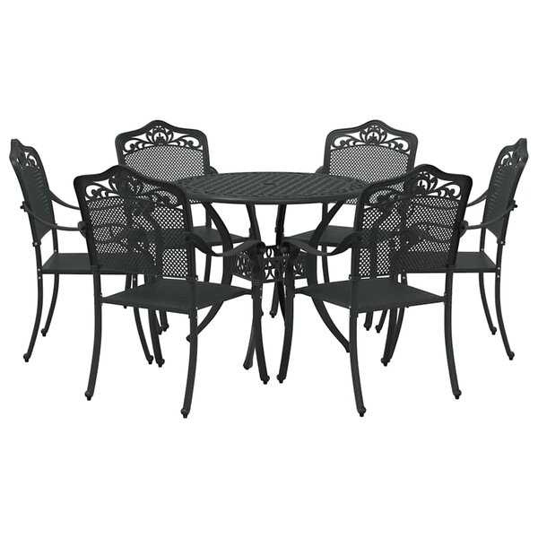 vidaXL Ensemble de salle à manger pour jardin 7 Pièces Noir Aluminium