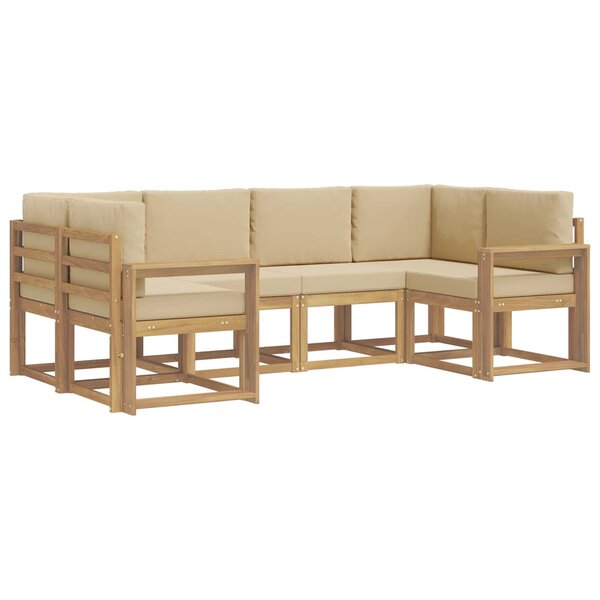 vidaXL Ensemble de canapés d'extérieur 6 pc Blanc et Beige