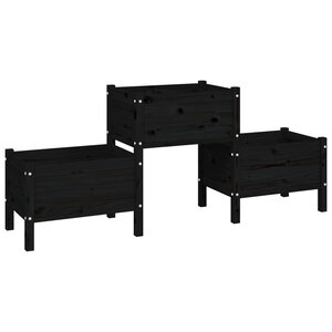 vidaXL Jardinière Noir 178 5x44x75 cm Bois massif de pin