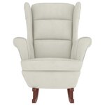 vidaXL Fauteuil à bascule à oreilles en velours crème bois massif