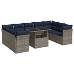 vidaXL Salon de jardin avec coussins 10 Pièces gris résine tressée acacia