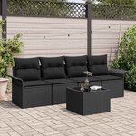 vidaXL Ensemble de canapé de jardin 5 Pièces Noir Poly rotin
