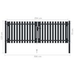 vidaXL Portail de clôture à double porte Acier 306x125 cm Anthracite