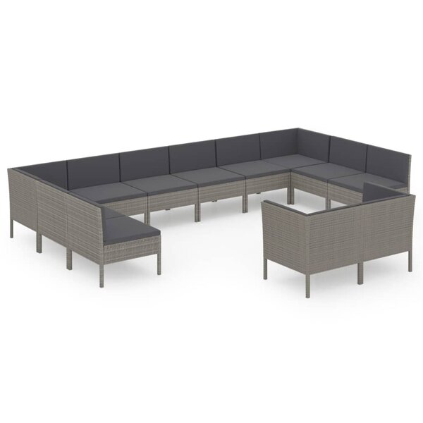 Salon de jardin meuble d'extérieur ensemble de mobilier 12 pièces avec coussins résine tressée gris 02_0015644
