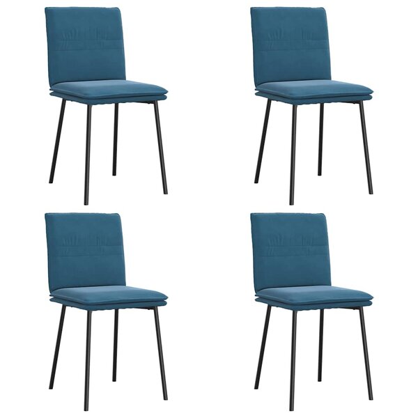 vidaXL Chaises à manger lot de 4 Bleu Velours