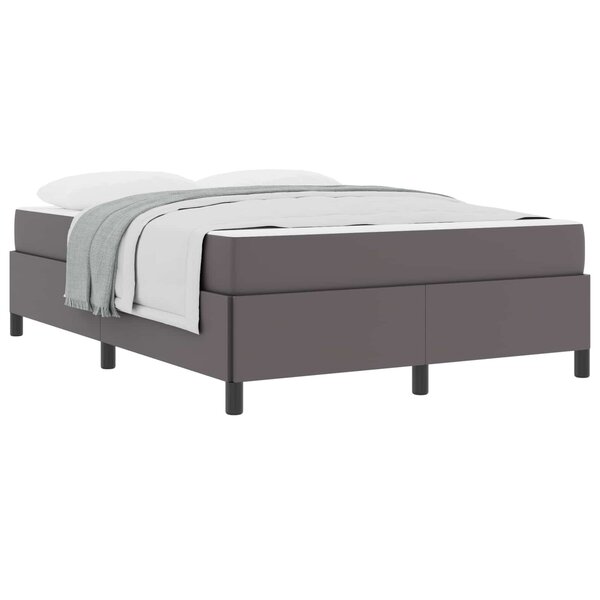 vidaXL Cadre de lit avec matelas Gris 140 x 190 cm tissu