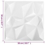 vidaXL Panneaux muraux 3D 12 Pièces 50x50 cm blanc diamant 3 m²