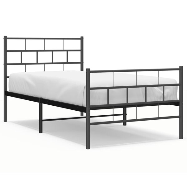 vidaXL Cadre de lit métal sans matelas avec pied de lit noir 107x203cm