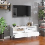 vidaXL Meuble TV blanc brillant 100x34 5x44 5 cm bois d'ingénierie