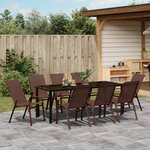 vidaXL Ensemble de repas de jardin 9 pièces Brun Textilène et Acier
