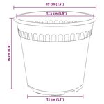 vidaXL Pot à fleurs rond 6 Pièces Noir Ø 19 x 16 cm Plastique