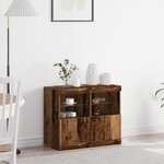 vidaXL Meuble de rangement avec lumières LED Bois ancien 81x37x67 cm