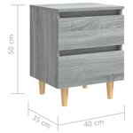 vidaXL Table de chevet avec pieds en bois Sonoma gris 40x35x50 cm