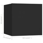 vidaXL Meuble TV mural Noir 30 5x30x30 cm