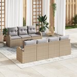 vidaXL Ensemble de canapés de jardin 8 pièces avec coussins beige en poly rattan