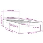 vidaXL Cadre de lit bois massif 90x190 cm simple