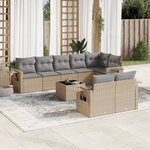 vidaXL Salon de jardin avec coussins 9 Pièces beige résine tressée