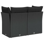 vidaXL Canapé de jardin avec coussins 2 places noir résine tressée