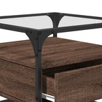 vidaXL Table basse et dessus en verre chêne marron 50x50x45 cm acier